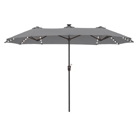 13ft Large Double-Sided Patio Umbrella with Solar Powered LED Lights