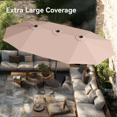 15ft Double-Sided Extra Large Patio Twin Umbrella (Base Included)