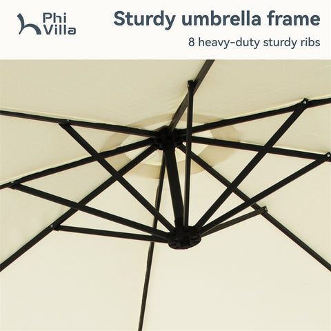 10ft Outdoor Patio Offset Cantilever Umbrella with Cross Base