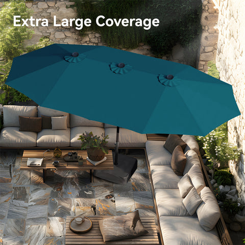 15ft Double-Sided Extra Large Patio Twin Umbrella (Base Included)