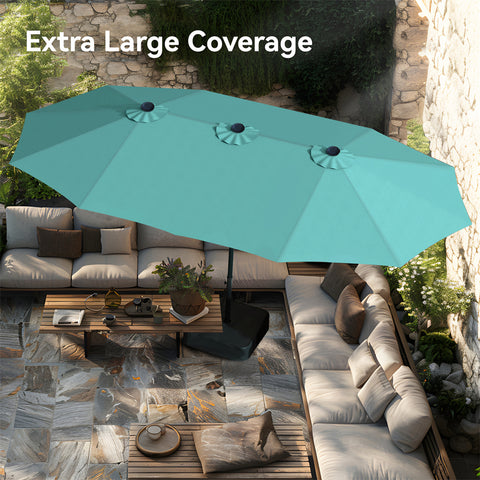 15ft Double-Sided Extra Large Patio Twin Umbrella (Base Included)