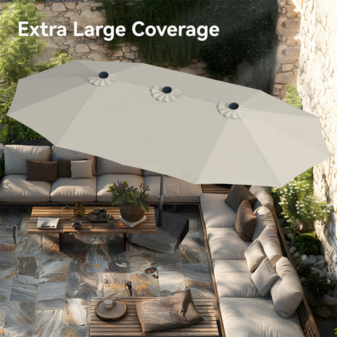 15ft Double-Sided Extra Large Patio Twin Umbrella (Base Included)