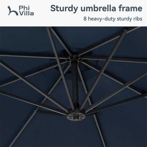 10ft Outdoor Patio Offset Cantilever Umbrella with Cross Base