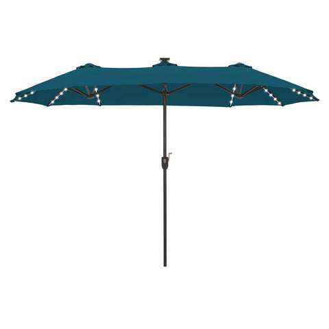 13ft Large Double-Sided Patio Umbrella with Solar Powered LED Lights