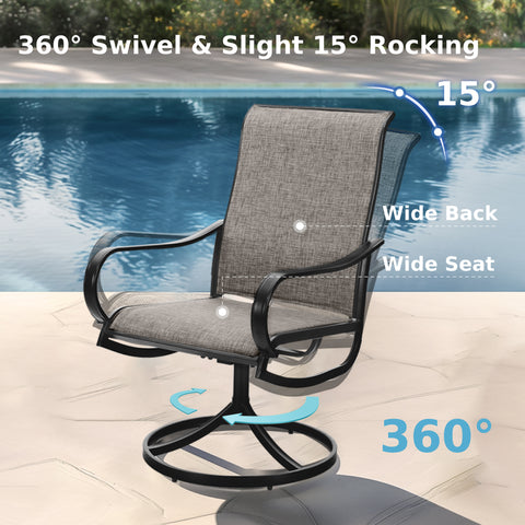 9/7-Piece Adjustable Table + Textilene Swivel Chairs Patio Dining Set