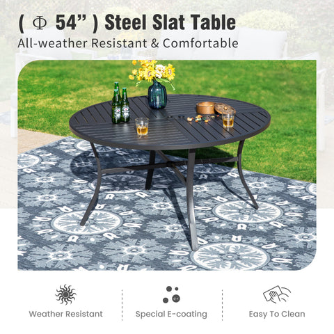 5/7-Piece Outdoor Patio Dining Set with Round Table and High Back Textilene Swivel Chair
