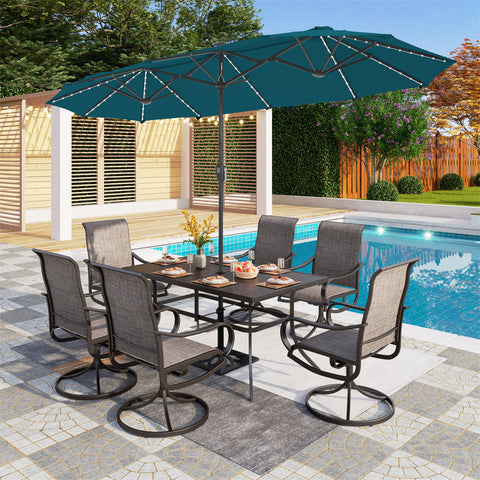 13ft Large Double-Sided Patio Umbrella with Solar Powered LED Lights