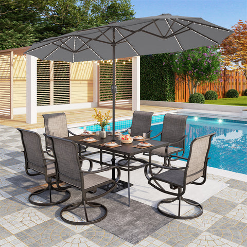 13ft Large Double-Sided Patio Umbrella with Solar Powered LED Lights