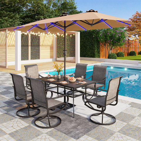 13ft Large Double-Sided Patio Umbrella with Solar Powered LED Lights