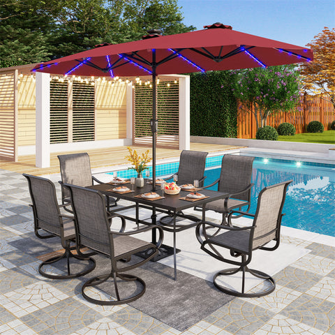 13ft Large Double-Sided Patio Umbrella with Solar Powered LED Lights