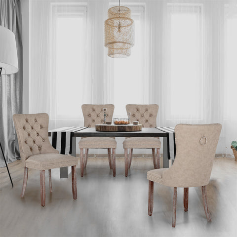 PU Leather Wing Back Side Dining Room Chairs Set of 2