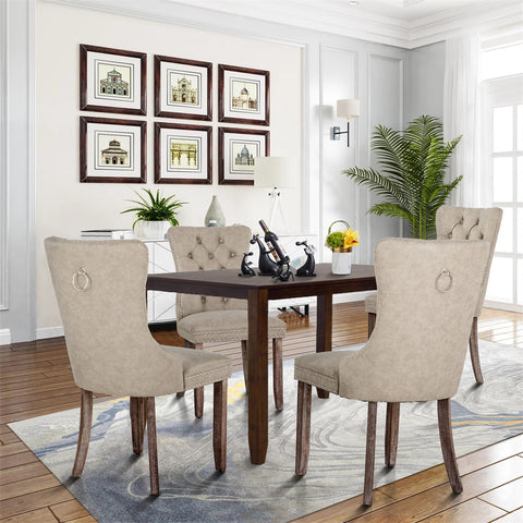 PU Leather Wing Back Side Dining Room Chairs Set of 4