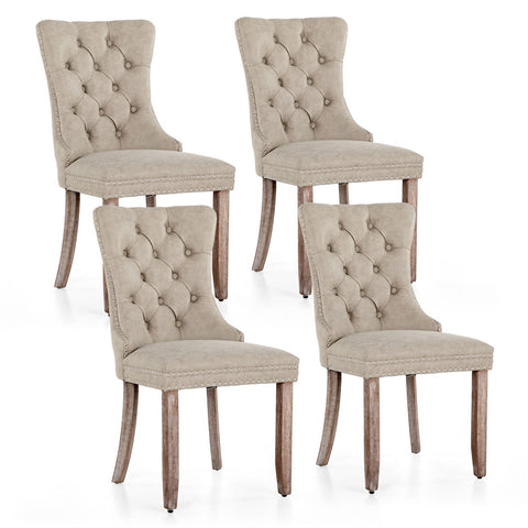 PU Leather Wing Back Side Dining Room Chairs Set of 4