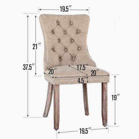 PU Leather Wing Back Side Dining Room Chairs Set of 6