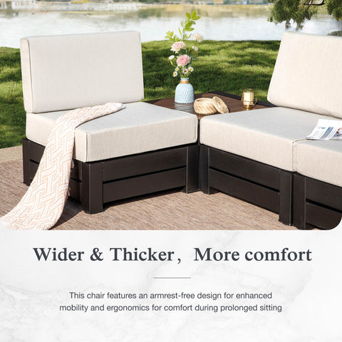4-Seater Outdoor Conversation Sofa Set with Woodgrain Side Table