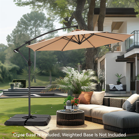 10ft Outdoor Patio Offset Cantilever Umbrella with Cross Base