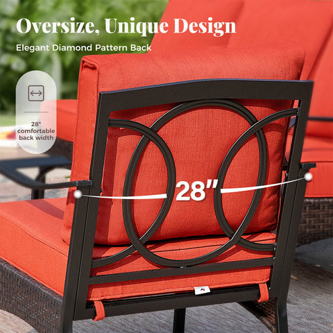 5-Seater Rattan-steel Luxurious Outdoor Sofa Set with 56" Fire Pit Table