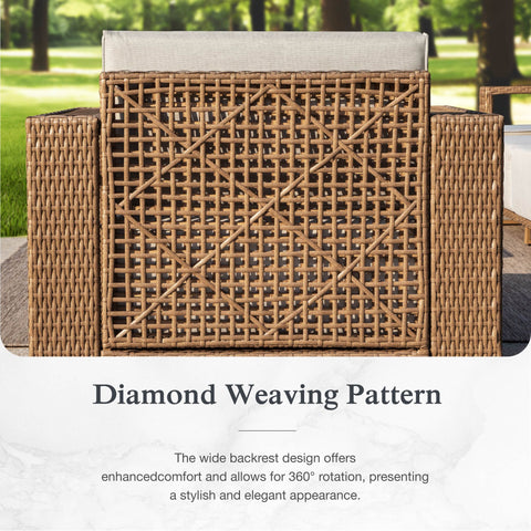 Wicker Patio Furniture Chair with Thick Cushion, Beige