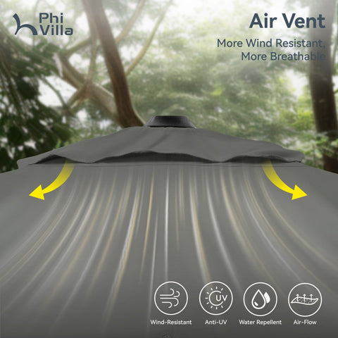 Extra Large Patio Cantilever Umbrella with 7 Tilt & 360° Rotation for Garden and Pool