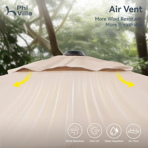 Extra Large Patio Cantilever Umbrella with 7 Tilt & 360° Rotation for Garden and Pool