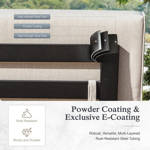 4-Seater Outdoor Conversation Sofa Set with Woodgrain Side Table