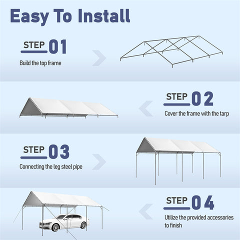 12x20 ft Carport Replacement Top Canopy Cover for Car Garage Shelter Tent Party Tent