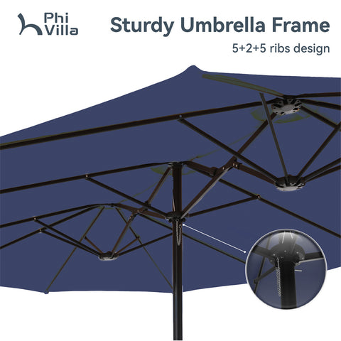15ft Double-Sided Extra Large Patio Twin Umbrella (Base Included)