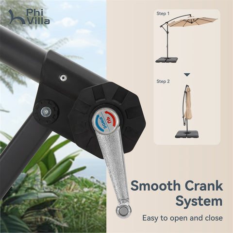 10ft Outdoor Patio Offset Cantilever Umbrella with Cross Base