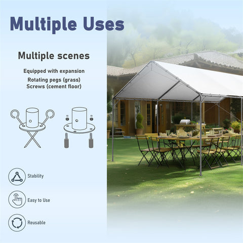 12x20 ft Carport Replacement Top Canopy Cover for Car Garage Shelter Tent Party Tent