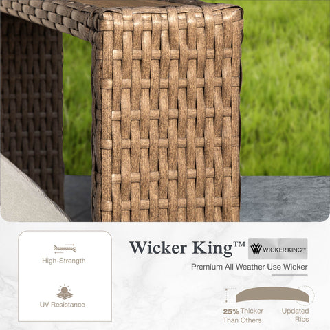 Wicker Patio Furniture Chair with Thick Cushion, Beige