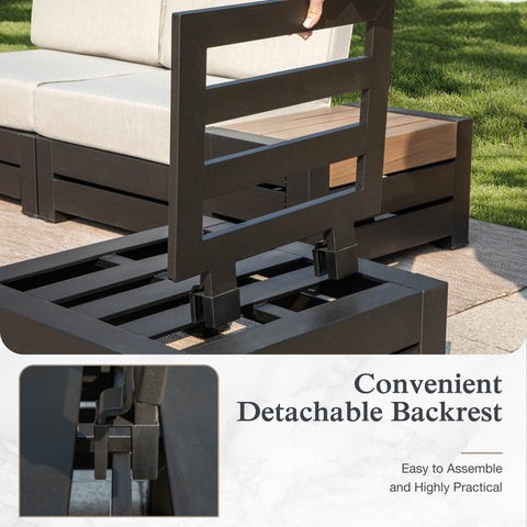 4-Seater Outdoor Conversation Sofa Set with Woodgrain Side Table