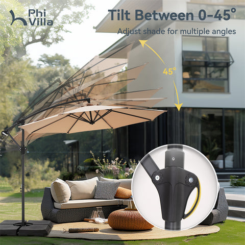 10ft Outdoor Patio Offset Cantilever Umbrella with Cross Base