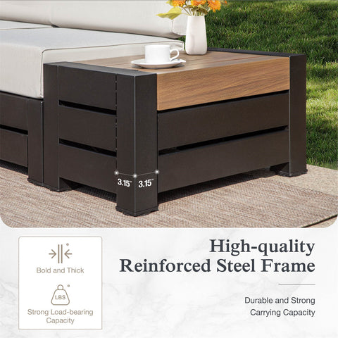 4-Seater Outdoor Conversation Sofa Set with Woodgrain Side Table