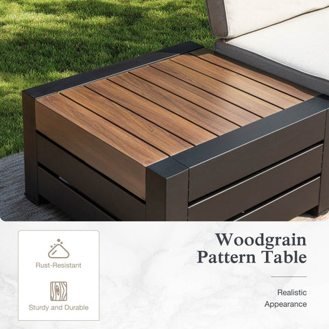 4-Seater Outdoor Conversation Sofa Set with Woodgrain Side Table
