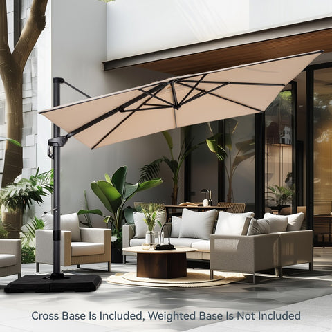 Extra Large Patio Cantilever Umbrella with 7 Tilt & 360° Rotation for Garden and Pool