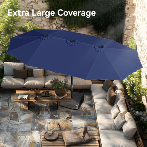15ft Double-Sided Extra Large Patio Twin Umbrella (Base Included)