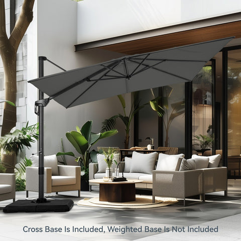 Extra Large Patio Cantilever Umbrella with 7 Tilt & 360° Rotation for Garden and Pool