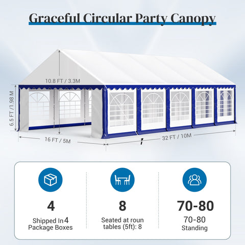 16'x32' Scalloped Valance Party Tent Canopy Shelter with Heavy Duty Design (Includes Carry Bag)