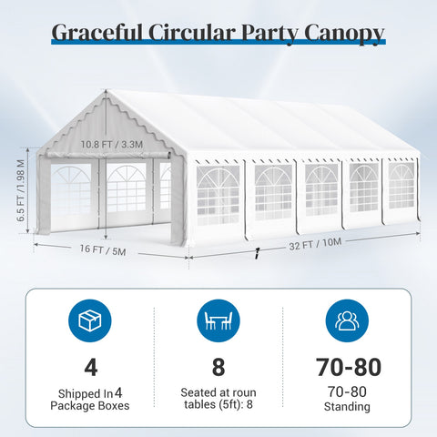 16'x32' Scalloped Valance Party Tent Canopy Shelter with Heavy Duty Design (Includes Carry Bag)