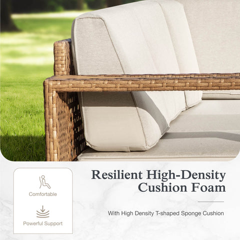 Wicker Patio Furniture Chair with Thick Cushion, Beige