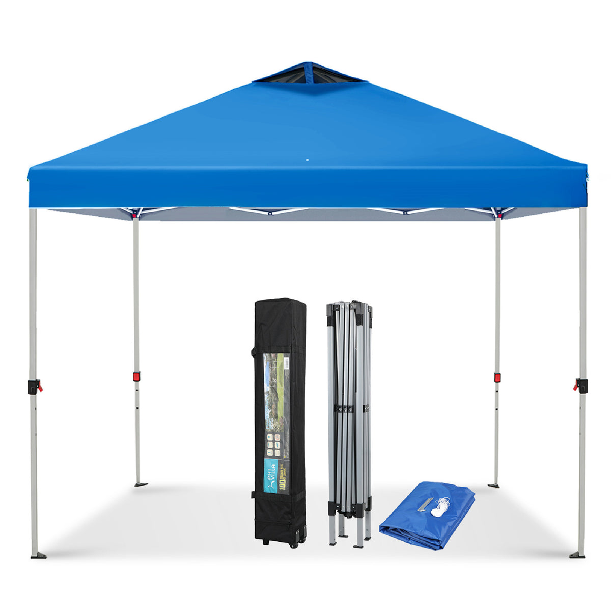 10'x10' Pop-up Canopy Tent with 3 Adjustable Height and Roller Bag
