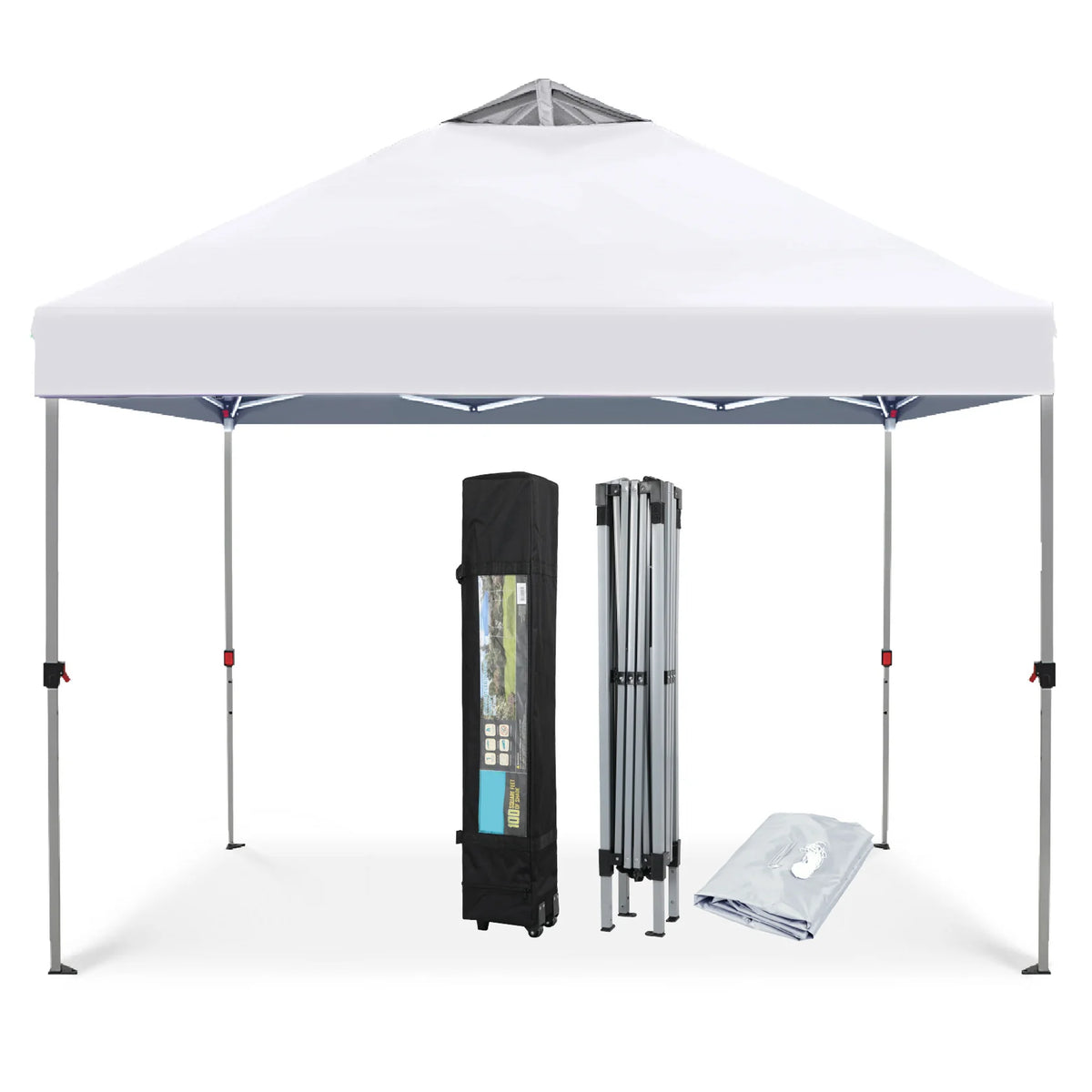10'x10' Pop-up Canopy Tent with 3 Adjustable Height and Roller Bag