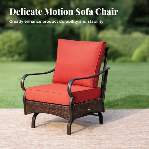 5-Seater Rattan-steel Luxurious Outdoor Sofa Set with 56" Fire Pit Table