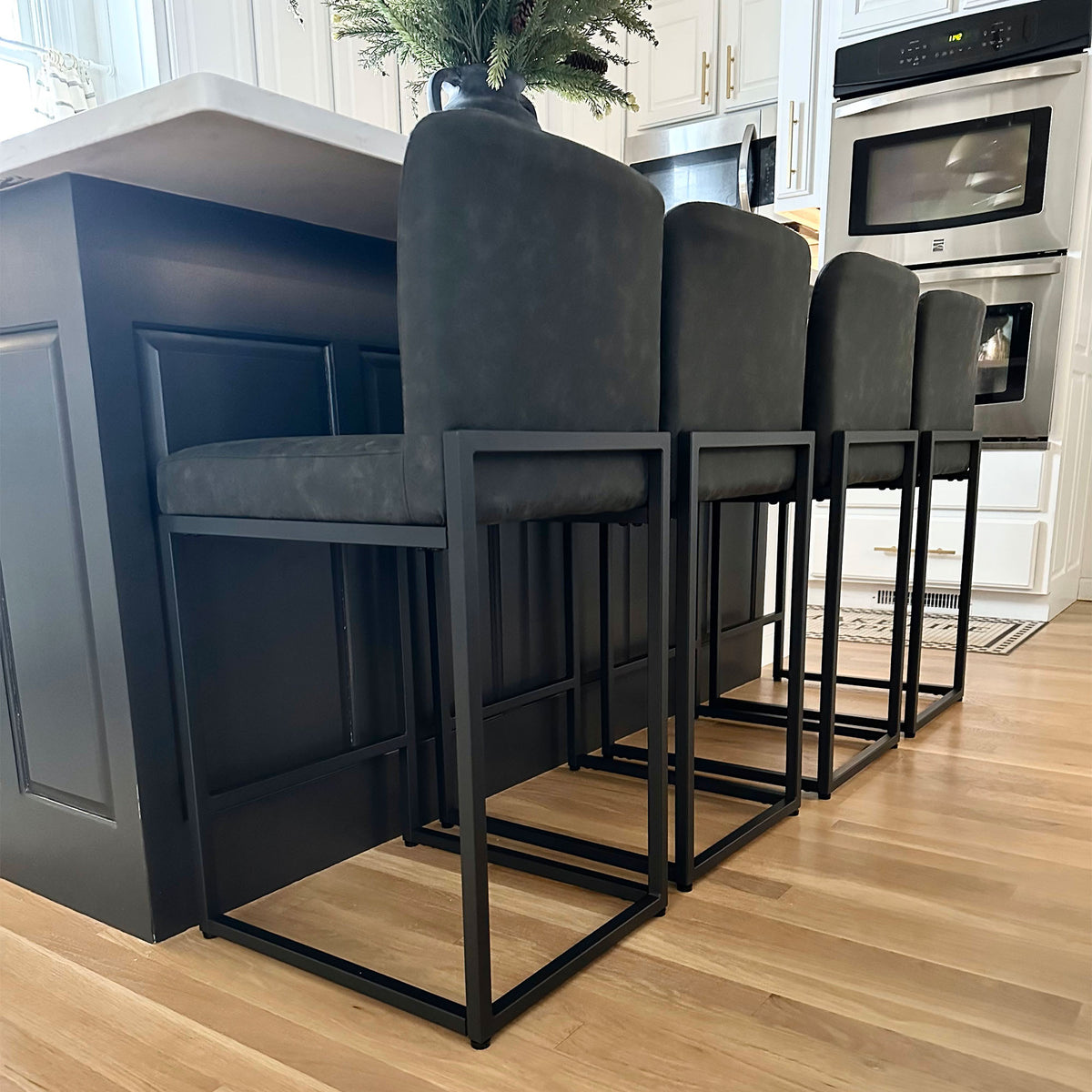 24 Inch Counter Height PU Leather Bar Stool with Backrest