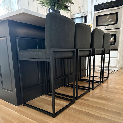 24 Inch Counter Height PU Leather Bar Stool with Backrest