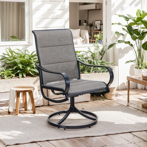 9/7-Piece Adjustable Table + Textilene Swivel Chairs Patio Dining Set