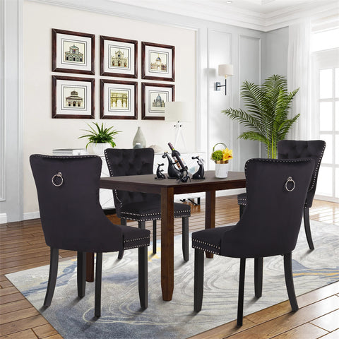 PU Leather Wing Back Side Dining Room Chairs Set of 2