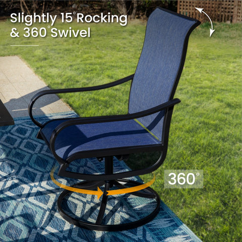 Patio Textilene Swivel Chair Outdoor Dining Set