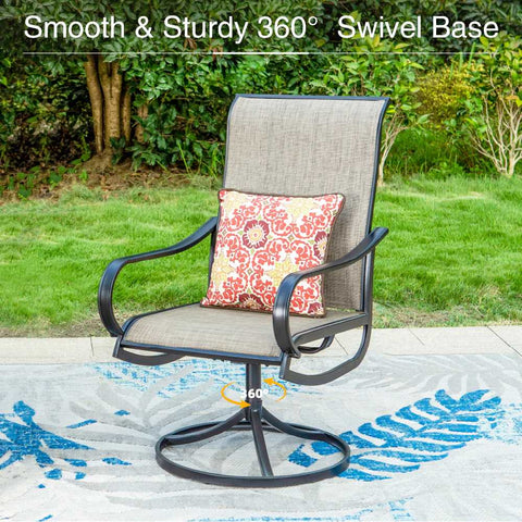 7-Piece Patio Dining Set Round Steel Table Textilene Swivel Chairs