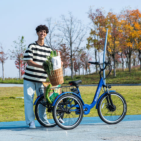 RegalRider 24" Electric Tricycle - 7-Speed 330lbs Cargo Trike with Removable Battery & Large Cargo Basket for Family Adventures, Senior Mobility & Pet Lovers